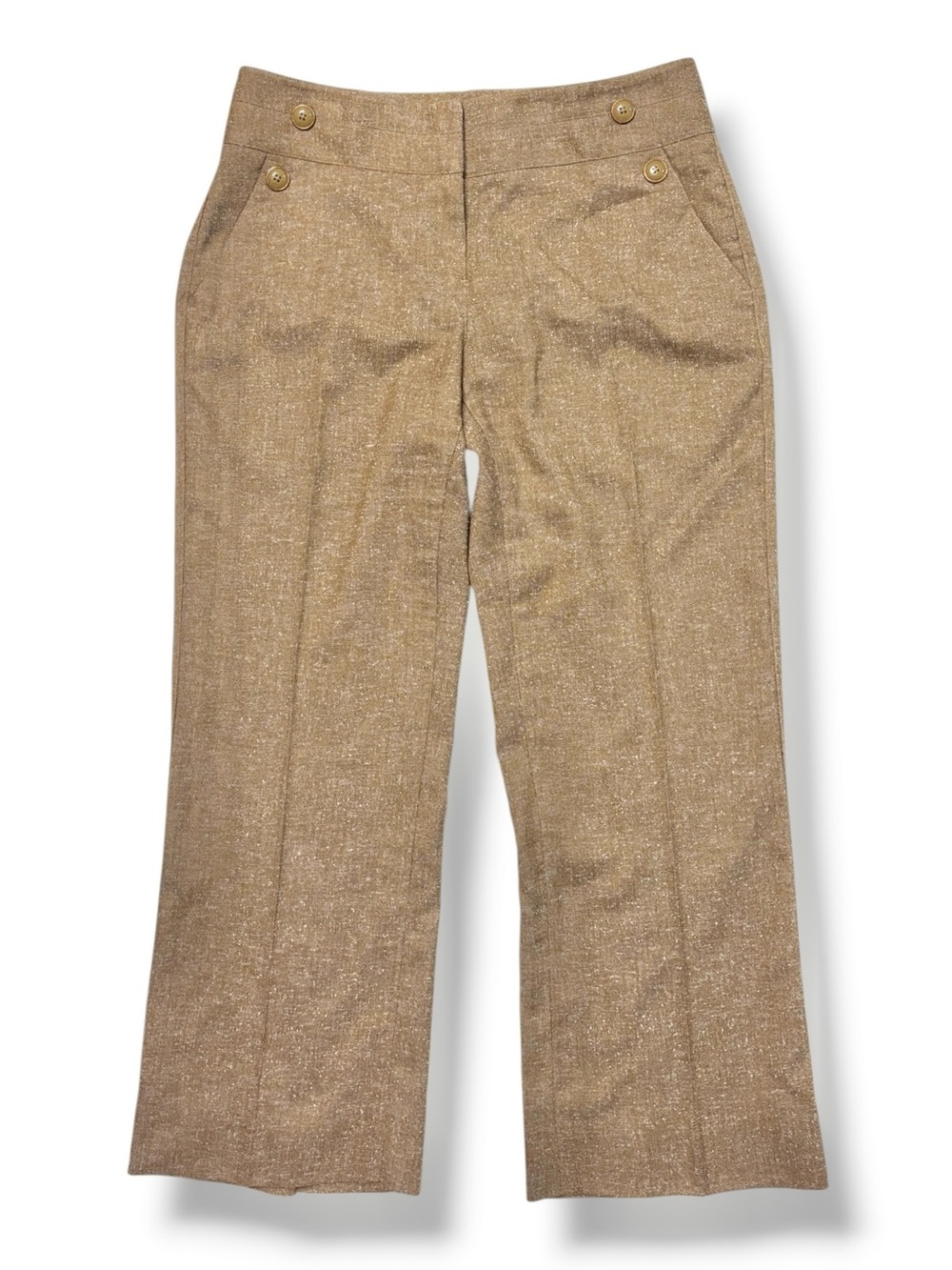 CABI Tan Transition Sailor Style Pants Wide Leg Ankle Length Size 8